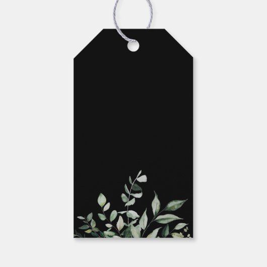 Modern Botanical Joy Black Holiday Cadeaulabel (Achterkant)