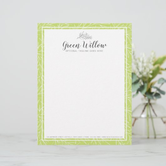 Modern Botanical Leaf Branches Greenery minimalist Briefhoofd (Staand voorkant)