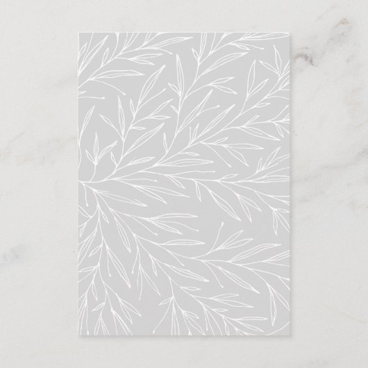 Modern Botanical Leaf Silver Details / Routebeschr Informatiekaartje (Achterkant)