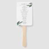 Modern Botanical Leaves Wedding Programme Hand Fan Handwaaier (Achterkant)