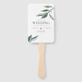 Modern Botanical Leaves Wedding Programme Hand Fan Handwaaier (Voorkant)
