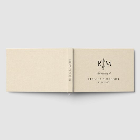 Modern Botanical Monogram Ivory Wedding  Gastenboek (Volledig)