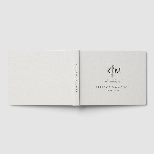 Modern Botanical Monogram Wedding Gastenboek (Volledig)