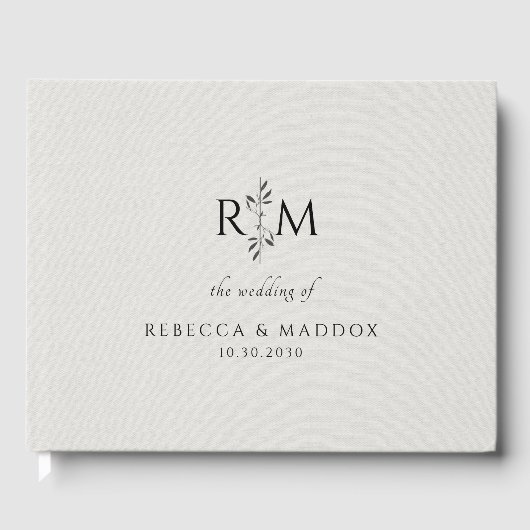 Modern Botanical Monogram Wedding Gastenboek (Voorkant)
