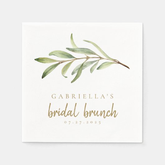 Modern Botanical Olive Branch Bridal Brunch Servet (Voorkant)