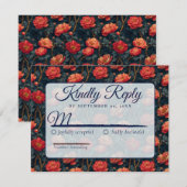 Modern Botanical Peonies Spring Wedding Rsvp (Voorkant / Achterkant)