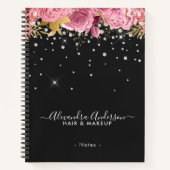 Modern Botanical Pink Floral Diamonds Glitter Notitieboek (Voorkant)