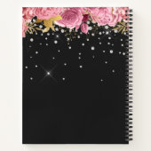 Modern Botanical Pink Floral Diamonds Glitter Notitieboek (Achterkant)