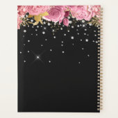 Modern Botanical Pink Floral Diamonds Glitter Planner (Achterkant)