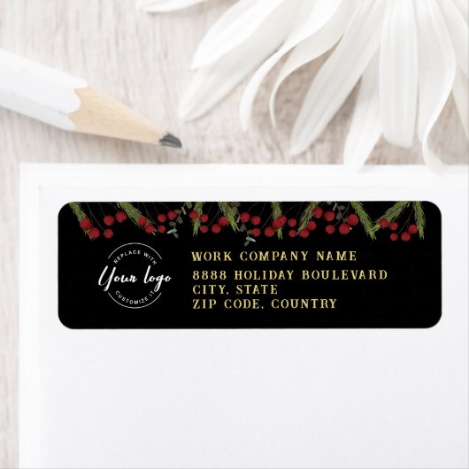 Modern Botanical Red Holly Pine business logo Etiket (Insitu)