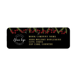  Modern Botanical Red Holly Pine business logo Etiket