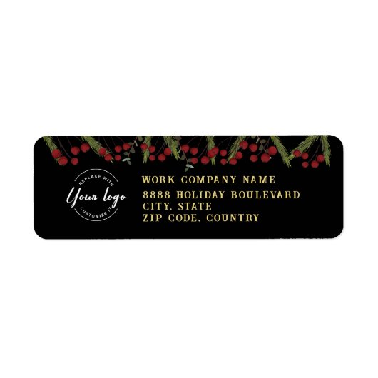 Modern Botanical Red Holly Pine business logo Etiket (Voorkant)