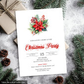 Modern Botanical Red Poinsettia Dinner Invitation Kaart