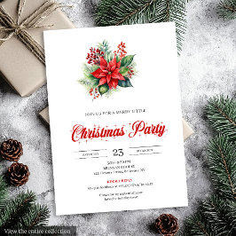 Modern Botanical Red Poinsettia Dinner Invitation Kaart