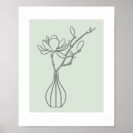 Modern Botanical Sage Green Illustration Poster (Voorkant)
