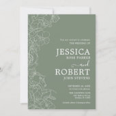 Modern Botanical Sage Green Wedding Invitation Kaart (Voorkant)