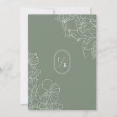 Modern Botanical Sage Green Wedding Invitation Kaart (Achterkant)