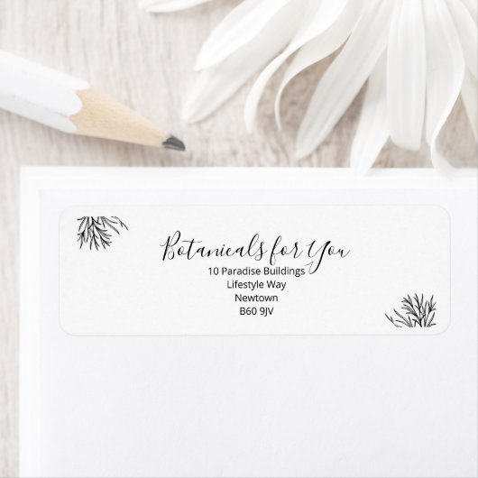 Modern Botanical Script Return Address Label (Insitu)