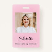 Modern Botanical Soft Pink Boho Photo  Badge (Voorkant)