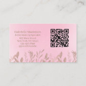 Modern Botanical Soft Pink Boho Photo QR Code   Visitekaartje (Achterkant)