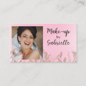 Modern Botanical Soft Pink Boho Photo QR Code Visitekaartje (Voorkant)