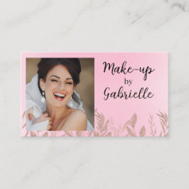 Modern Botanical Soft Pink Boho Photo QR Code  Visitekaartje