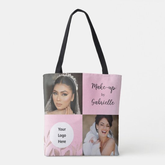 Modern Botanical Soft Pink Boho Photo Script Logo Tote Bag (Achterkant)