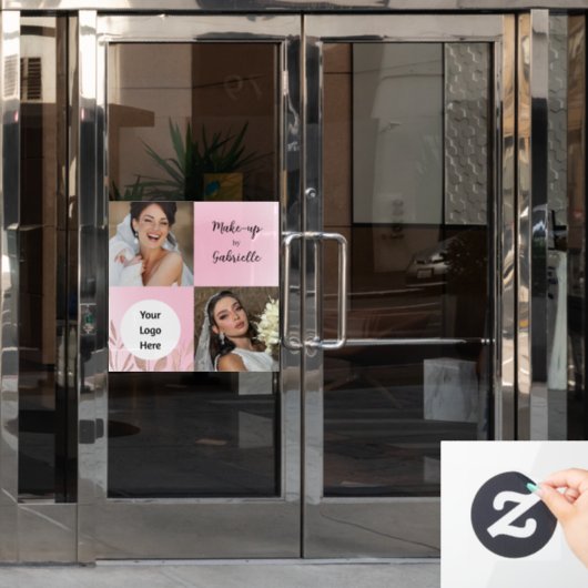 Modern Botanical Soft Pink Boho Photo Script Raamsticker (Kantoordeur)