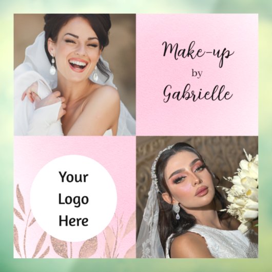 Modern Botanical Soft Pink Boho Photo Script Raamsticker (Vel 3)