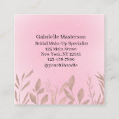 Modern Botanical Soft Pink Boho Photo Script  Vierkante Visitekaartje (Achterkant)