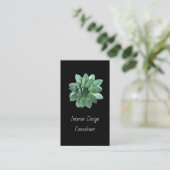 Modern Botanical Succulent QR code Black Visitekaartje (Staand voorkant)