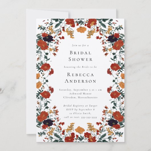 Modern Botanical Summer Fall Wedding Bridal Shower Kaart (Voorkant)