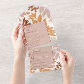 Modern Botanical Terracotta Wedding All In One Uitnodiging (Afscheurbaar)