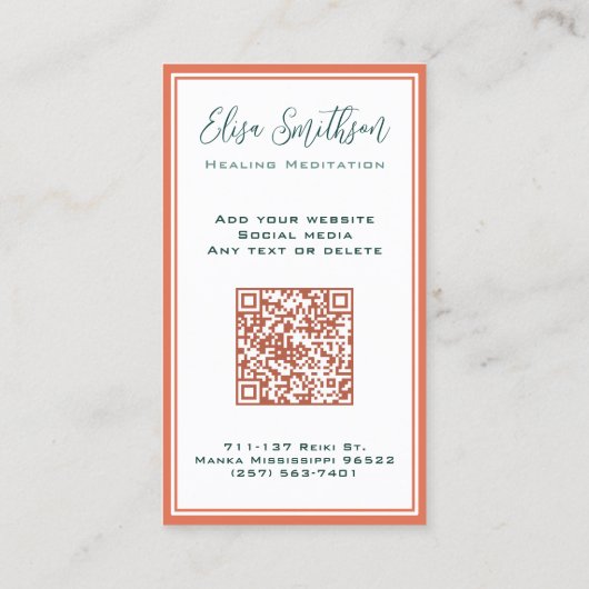 Modern Botanical Waterverf Voeg uw QR-code Blauwgr Visitekaartje (Achterkant)