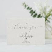 Modern Botanical Wedding Monogram Bedankkaart (Staand voorkant)