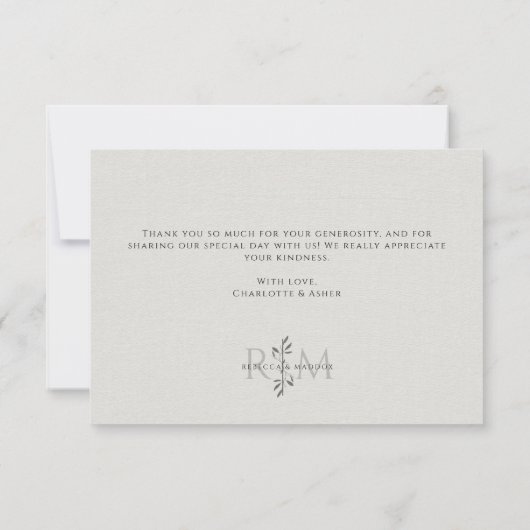 Modern Botanical Wedding Monogram  Bedankkaart (Achterkant)