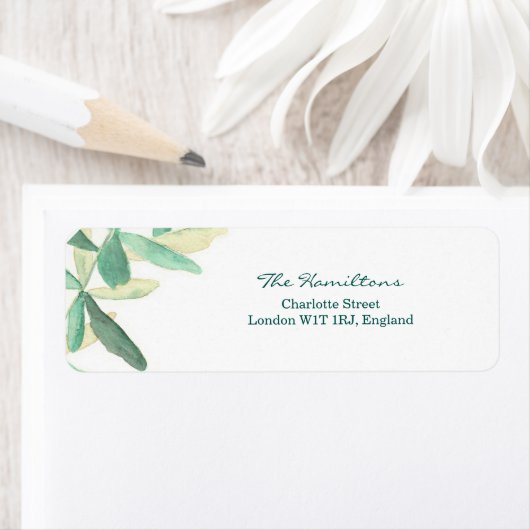 Modern Botanical Wedding Return Address Label (Insitu)