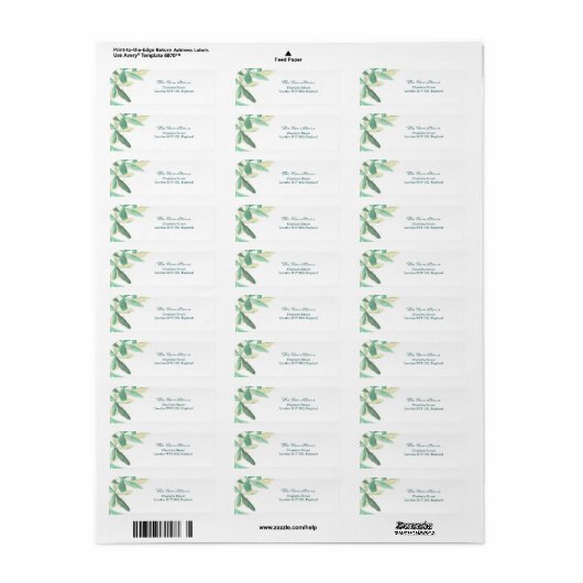 Modern Botanical Wedding Return Address Label (Full Sheet)