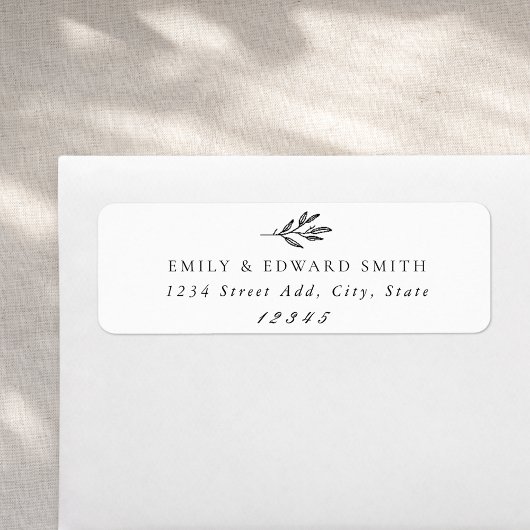 Modern Botanical Wedding Return-adres Etiket