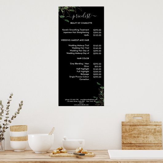 Modern Botanik Pricelist Poster (Keuken)