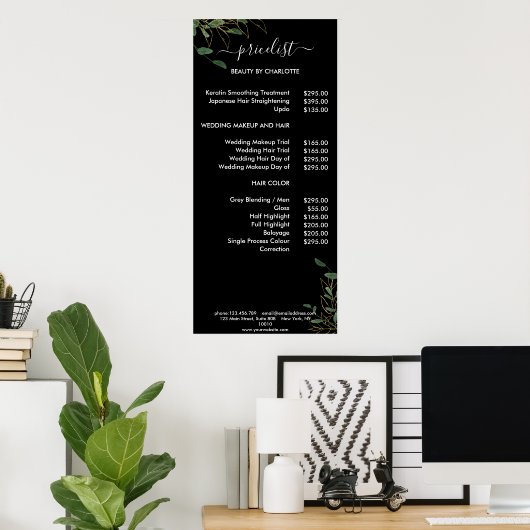 Modern Botanik Pricelist Poster (Thuiskantoor)