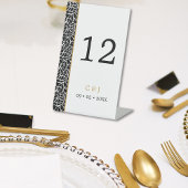 Modern Botanisch Blad Patroon Rand Tafelnummer Reclamebord Met Voetstuk