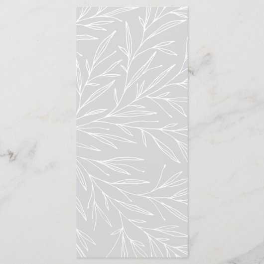 Modern Botanisch Blad Zilveren Krans Diner Menu (Achterkant)