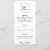 Modern Botanisch Blad Zilveren Krans Diner Menu (Voorkant)