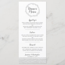 Modern Botanisch Blad Zilveren Krans Diner Menu