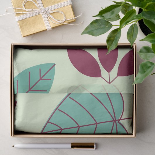 Modern Botanisch Bladpatroon Tissuepapier (Geschenk)