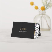 Modern Botanisch Bladpatroonrand Plaatskaartje (Achterkant)