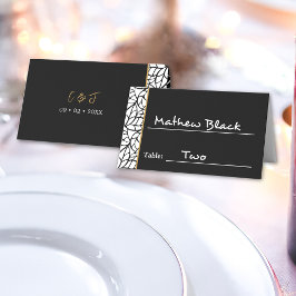 Modern Botanisch Bladpatroonrand Plaatskaartje