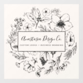 Modern Botanisch Blush Roze en Zwart Script Raamsticker (Vel)