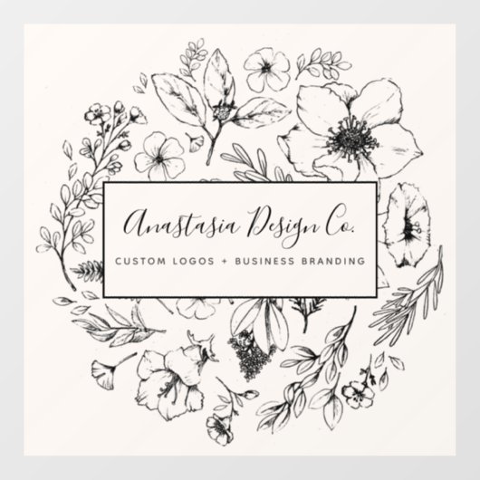 Modern Botanisch Blush Roze en Zwart Script Raamsticker (Vel)